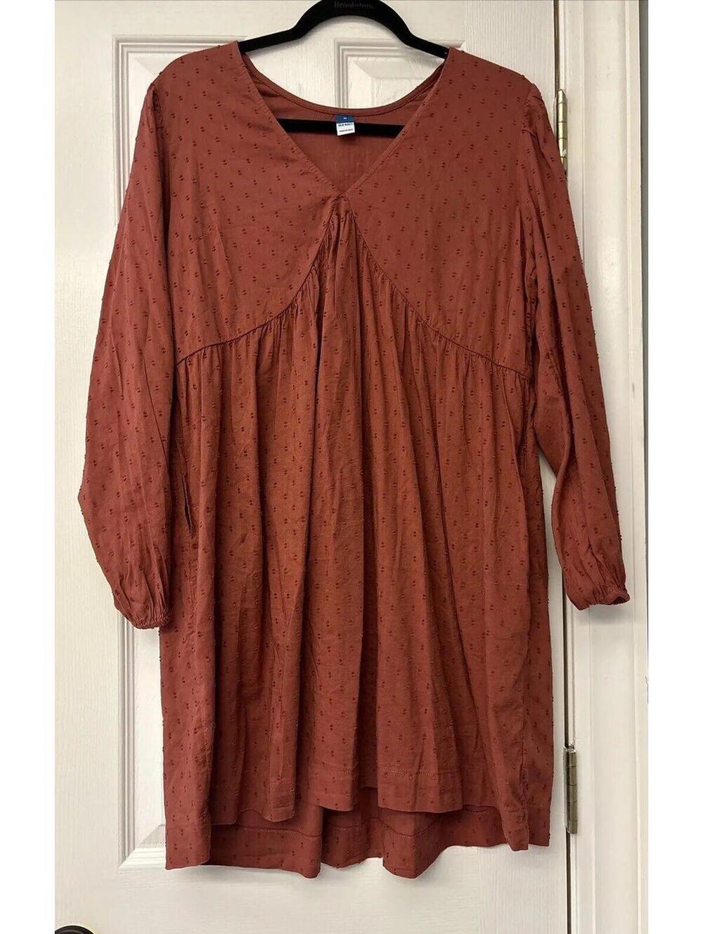 Old Navy Cotton Ruffle Dress Sz M Long Sleeve. Casual Comfy Relaxed Travel